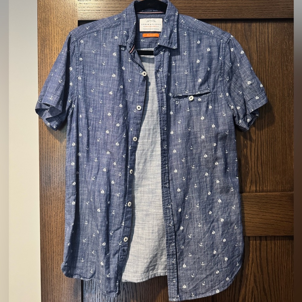 Denim & Flower Men's Blue Print Shirt